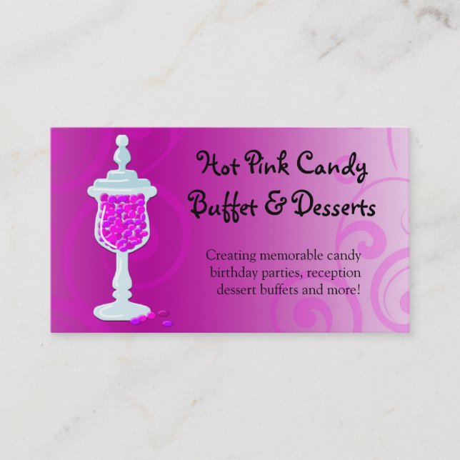 Hot Pink Fuchsia Candy Buffet Business Card (Front)