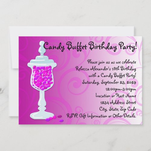 Hot Pink Fuchsia Candy Buffet Announcements