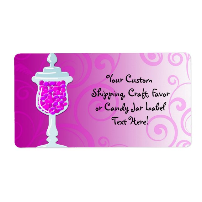 Hot Pink Fuchsia Candy Buffet Label (Front)