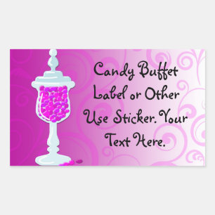 Hot Pink Fuchsia Candy Buffet Rectangular Sticker