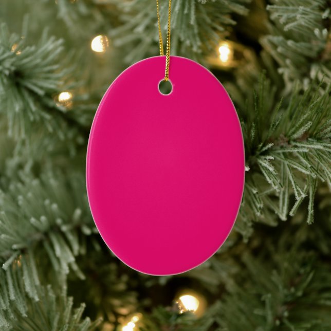 Hot Pink fuchsia ceramic oval ornament (Tree)