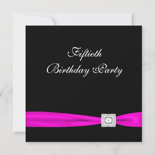 Hot Pink Fuchsia Classy 50th Birthday Party Custom Invites