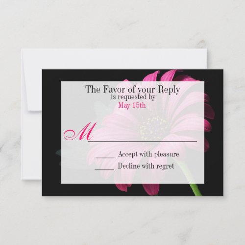 Hot Pink Fuchsia Gerber Daisy Flower Wedding RSVP