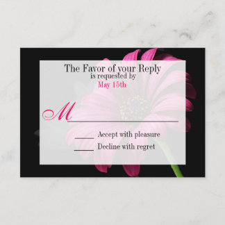 Hot Pink Fuchsia Gerber Daisy Flower Wedding RSVP Card