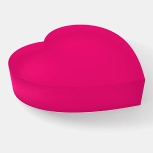 Hot Pink fuchsia glass heart paperweight