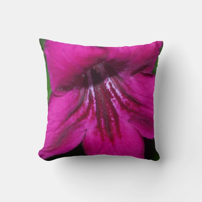 Hot pink fuchsia primrose throw pillow (Front)
