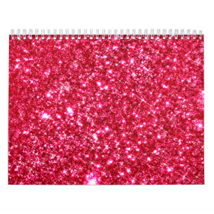 hot pink fuchsia tiny sequin glitter print calendar