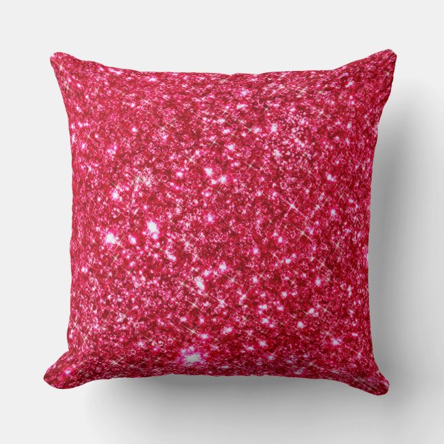 hot pink fuchsia tiny sequin glitter print throw pillow (Front)