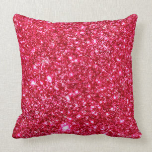 hot pink fuchsia tiny sequin glitter print throw pillow