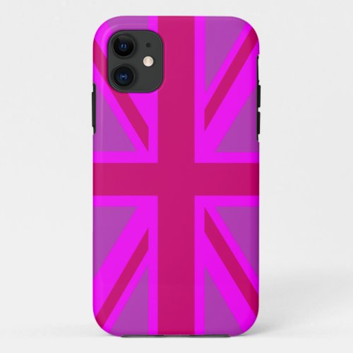 Hot Pink Fuchsia Union Jack Decor iPhone 11 Case