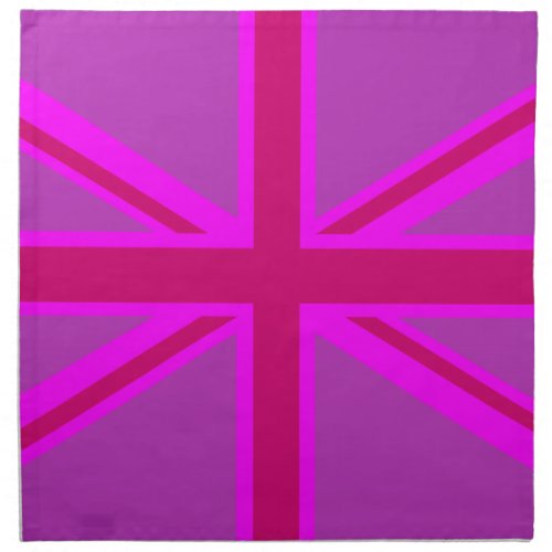 Hot Pink Fuchsia Union Jack Decor Cloth Napkin