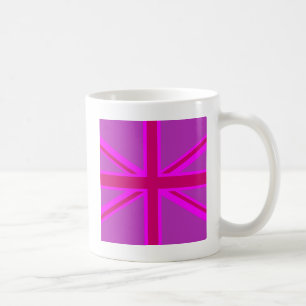 Hot Pink Fuchsia Union Jack Decor Coffee Mug
