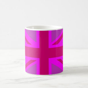 Hot Pink Fuchsia Union Jack Decor Coffee Mug