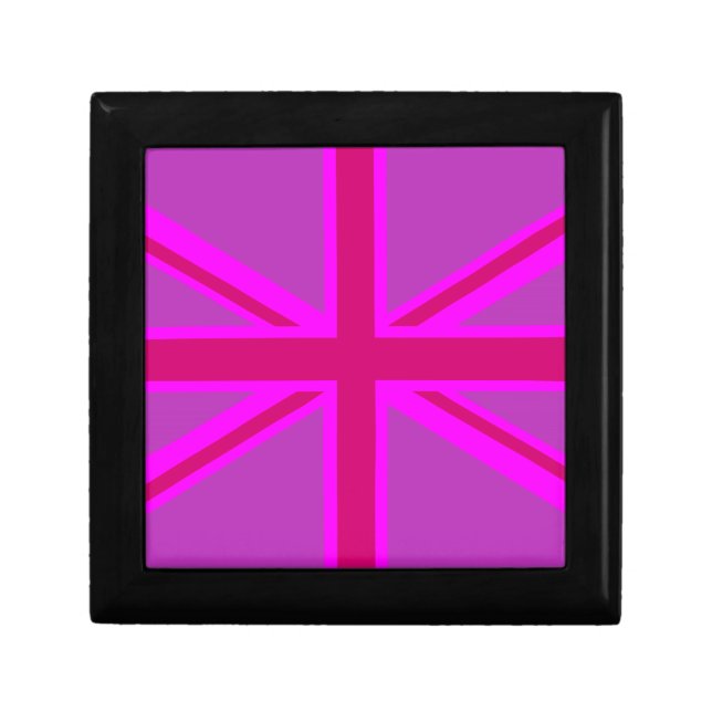 Hot Pink Fuchsia Union Jack Decor Jewelry Box (Front)