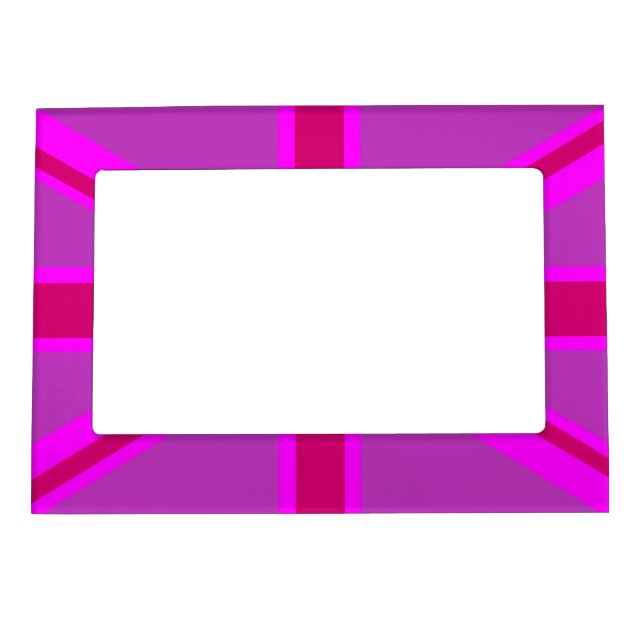 Hot Pink Fuchsia Union Jack Decor Magnetic Frame (Front)