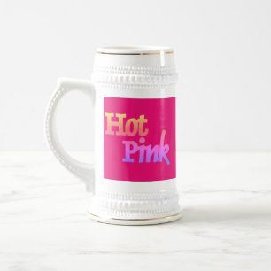 Hot Pink fuchsia white stein gold trim