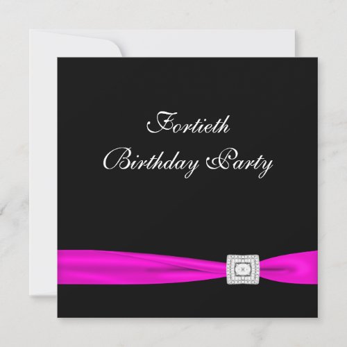 Hot Pink Fuchsia Womans 40th Birthday Party Announcement