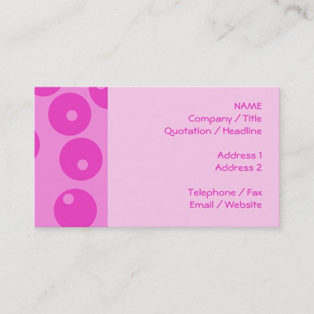 Hot Pink Funky Retro Pattern. Business Card (Front)