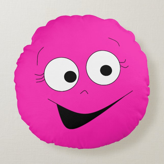 Hot Pink Funny Silly Face Face Pillow (Front)