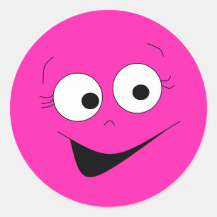 Hot Pink Funny Silly Face Face Stickers