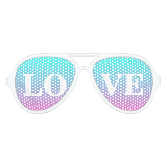 hot pink Fuschia turquoise ombre wedding favor Aviator Sunglasses (Front)