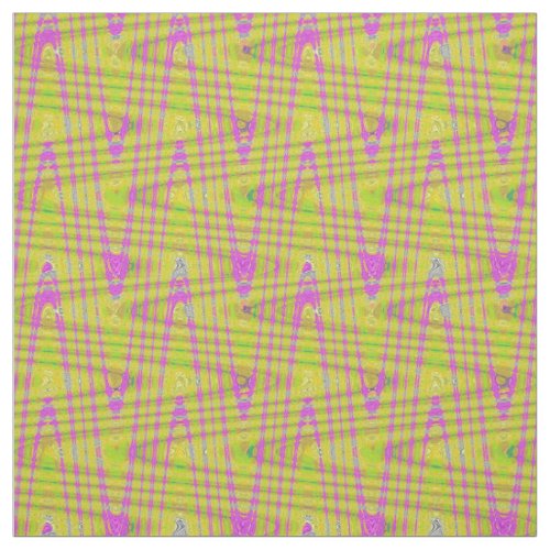 Hot Pink Fuschia Yellow Wave Print Pattern Fabric