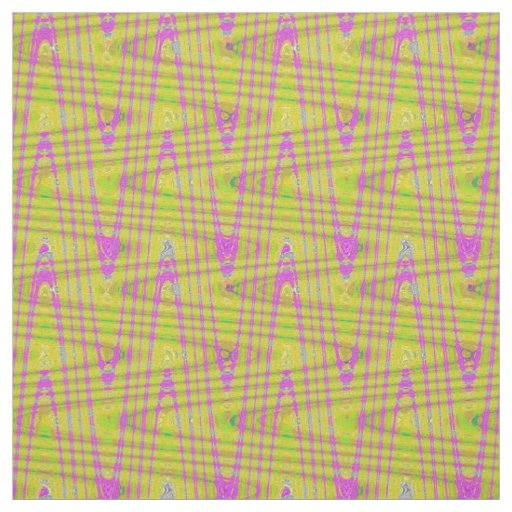Hot Pink Fuschia Yellow Wave Print Pattern Fabric