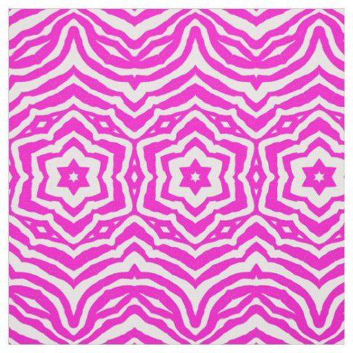 Hot Pink Fuschia Zebra Flower Print Pattern Fabric