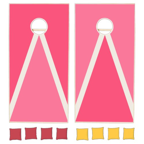 Hot Pink Fushia Plain Triangle Bright and Colorful Cornhole Set