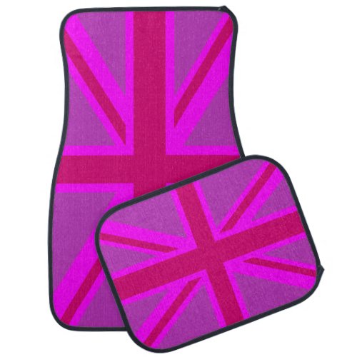 Hot Pink Fushia Union Jack British Flag Background Car Mat