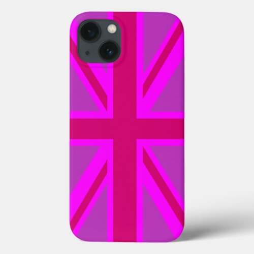 Hot Pink Fushia Union Jack British Flag Background iPhone 13 Case