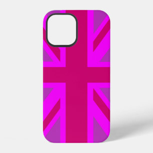 Hot Pink Fushia Union Jack British Flag Background iPhone 12 Case