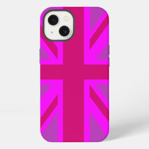 Hot Pink Fushia Union Jack British Flag Background iPhone 13 Case