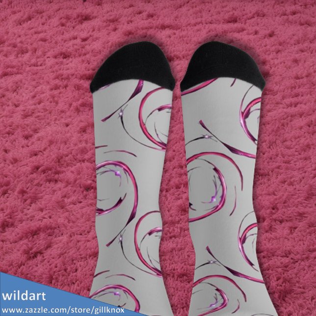 Hot Pink Galaxy on Soft Grey Socks (Creator Uploaded)