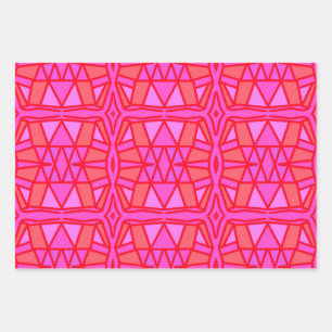 Hot Pink Geometric All Occasion Wrapping Paper Sheets