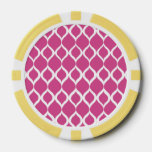 Hot Pink Geometric Ikat Tribal Print Pattern Poker Chips at Zazzle
