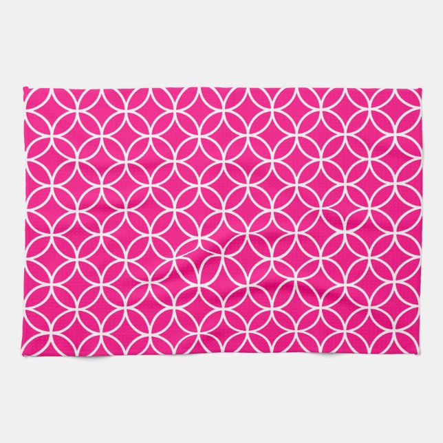 Hot Pink Geometric Kitchen Towels (Horizontal)