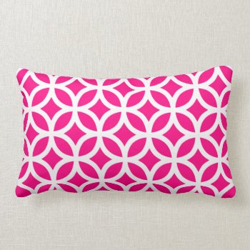 Hot Pink Geometric Lumbar Pillow by Richard__Stone at Zazzle