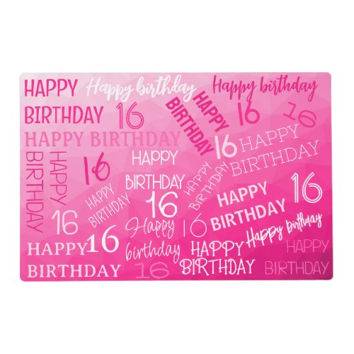 Hot pink Geometric Mesh Pattern birthday any age Placemat
