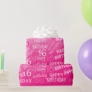 Hot pink Geometric Mesh Pattern birthday any age Wrapping Paper