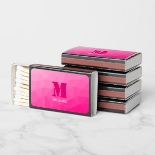 Hot pink geometric mesh pattern Monogram Matchboxes