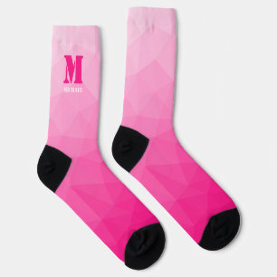 Hot pink geometric mesh pattern Monogram Socks
