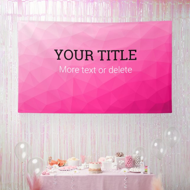 Hot pink geometric mesh Triangle custom text Banner (Party)