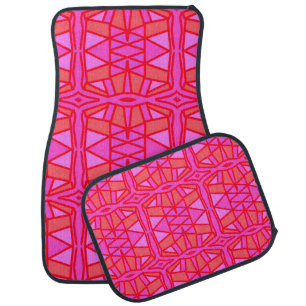Hot Pink Geometric Pattern Car Floor Mat