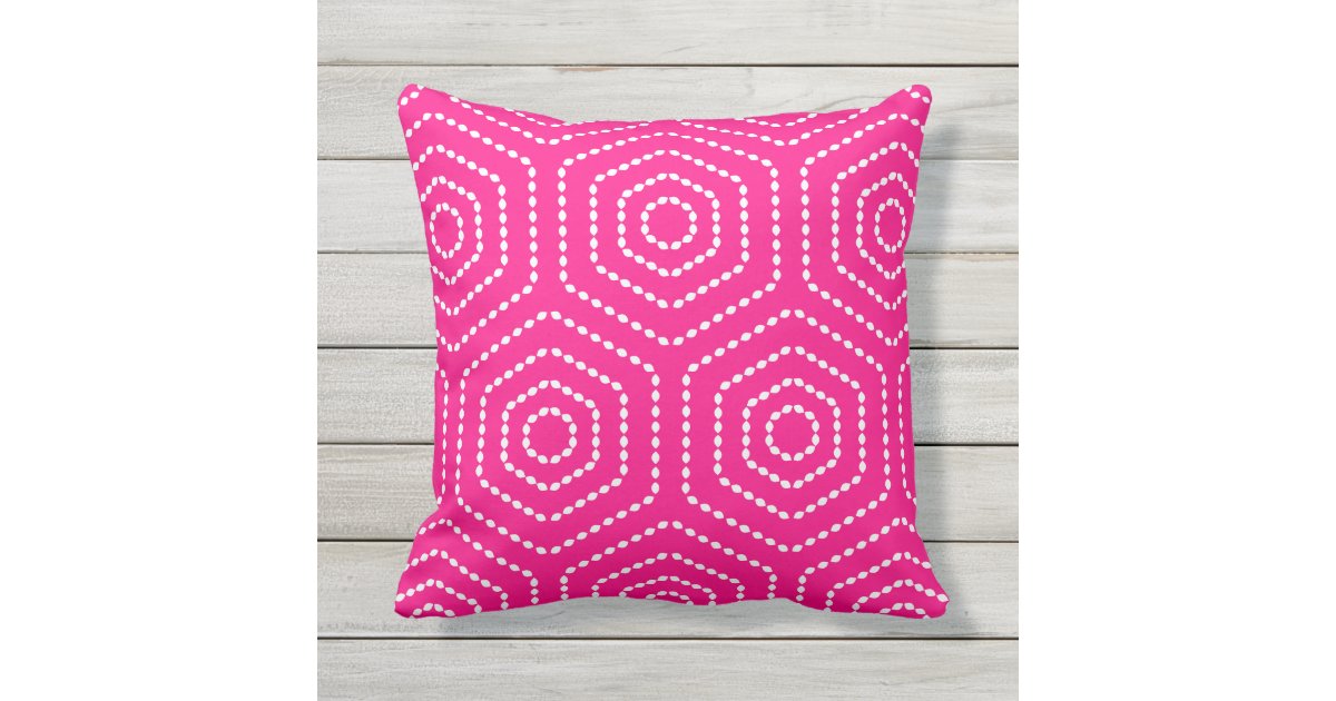 Hot Pink Geometric Pattern Outdoor Pillows
