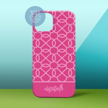 Hot Pink Geometric Pattern With Mod Name Iphone 13 Mini Case by icases at Zazzle