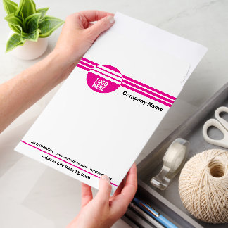 Hot pink geometric stripes with custom logo e envelope mailers