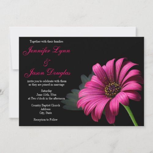 Hot Pink Gerber Daisy Flower Wedding Invitations