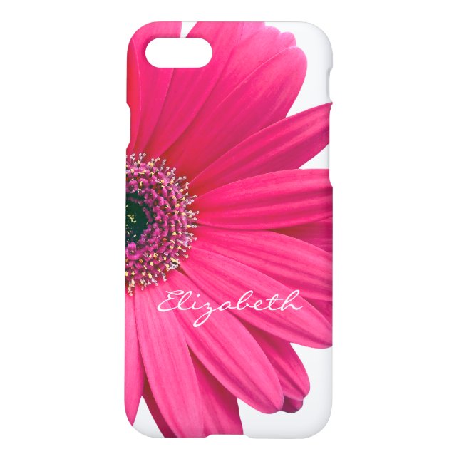 Hot Pink Gerber Gerbera Daisy Personalized iPhone Case (Back)
