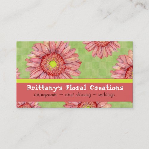 Hot Pink Gerbera Daisy Modern Floral Stylish Business Card Template